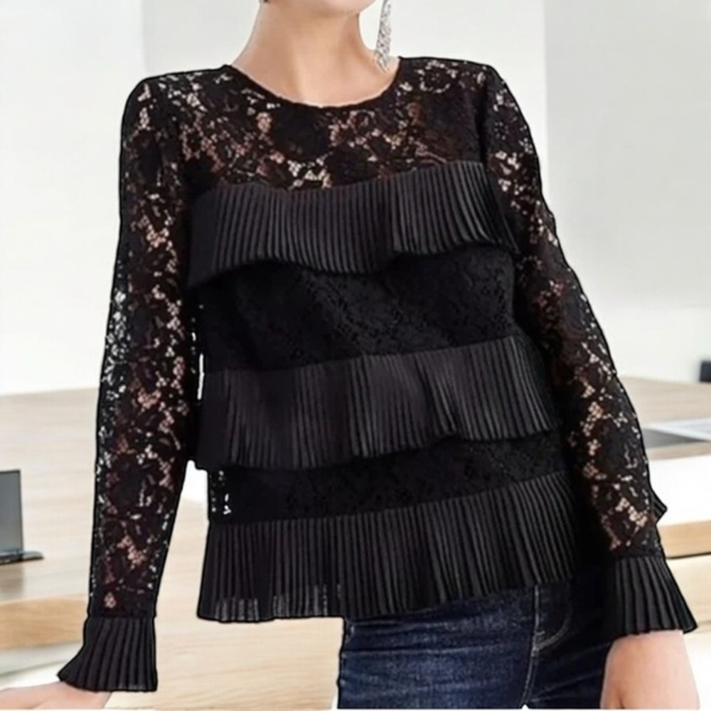 J.Crew Lace Ruffle Top